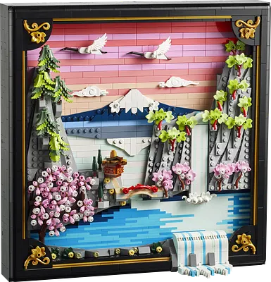 Japansk landskab med kirsebærblomster