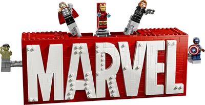 MARVEL-logo og minifigurer