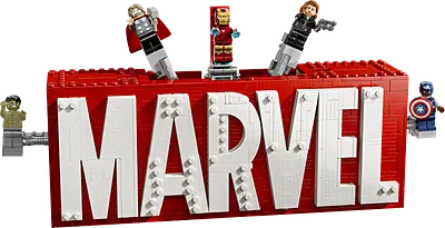 MARVEL-logo og minifigurer
