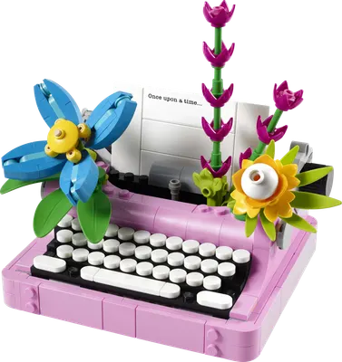Skrivemaskine med blomster