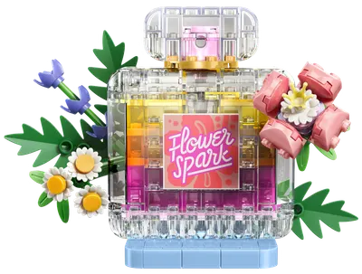 Blomsterpynt: Parfumeflaske