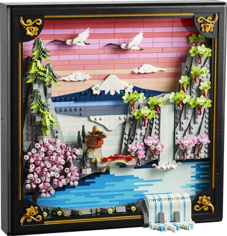 Japansk landskab med kirsebærblomster