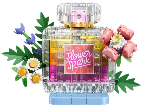 Blomsterpynt: Parfumeflaske