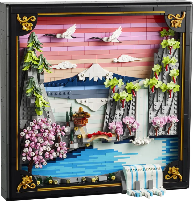 Japansk landskab med kirsebærblomster