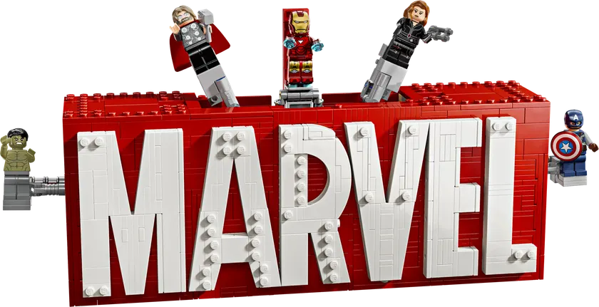 MARVEL-logo og minifigurer