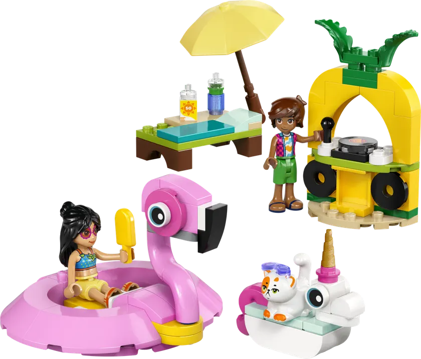 Poolparty med enhjørning og flamingo