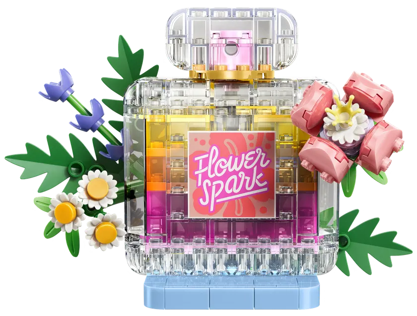 Blomsterpynt: Parfumeflaske