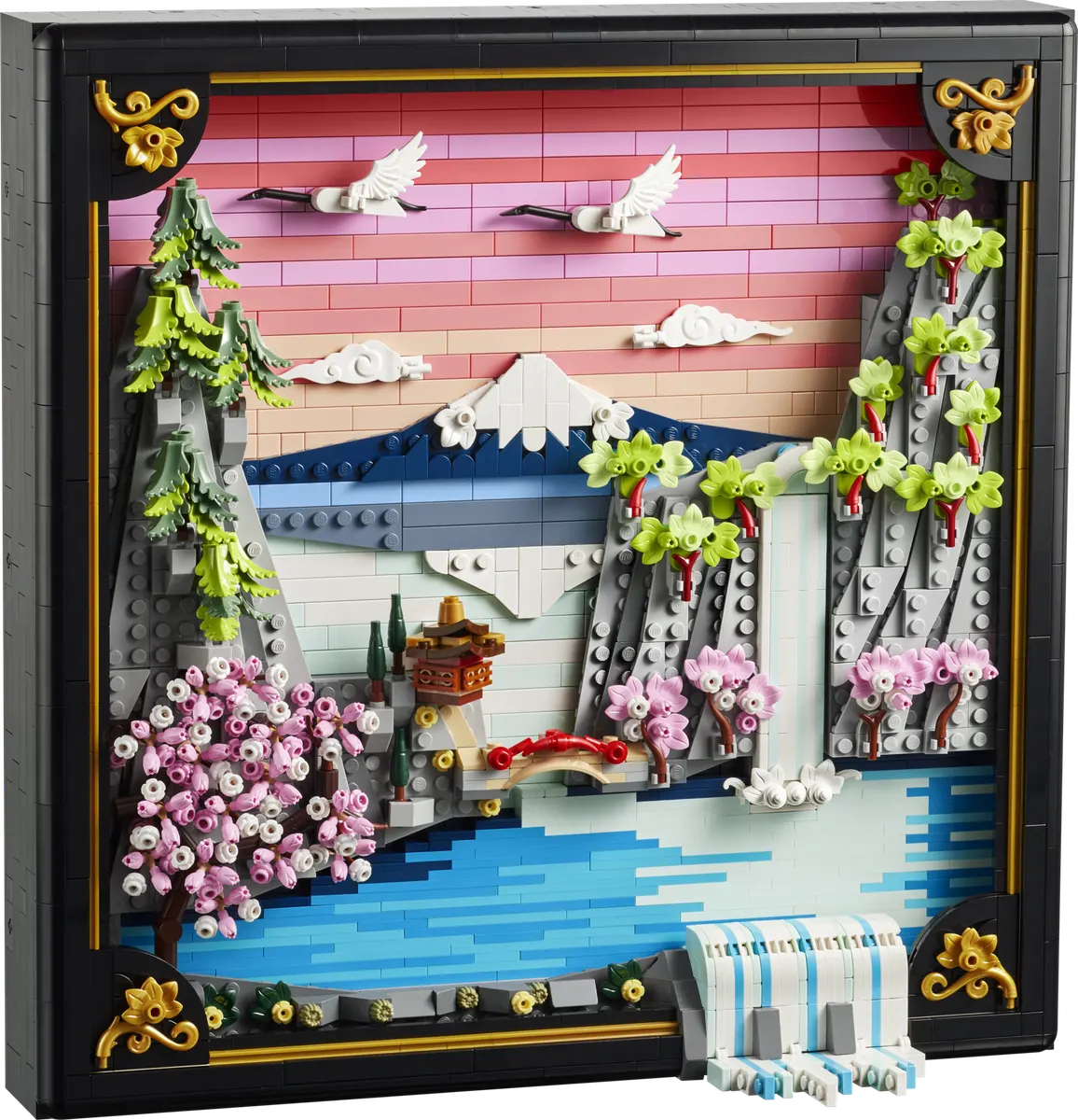 Japansk landskab med kirsebærblomster