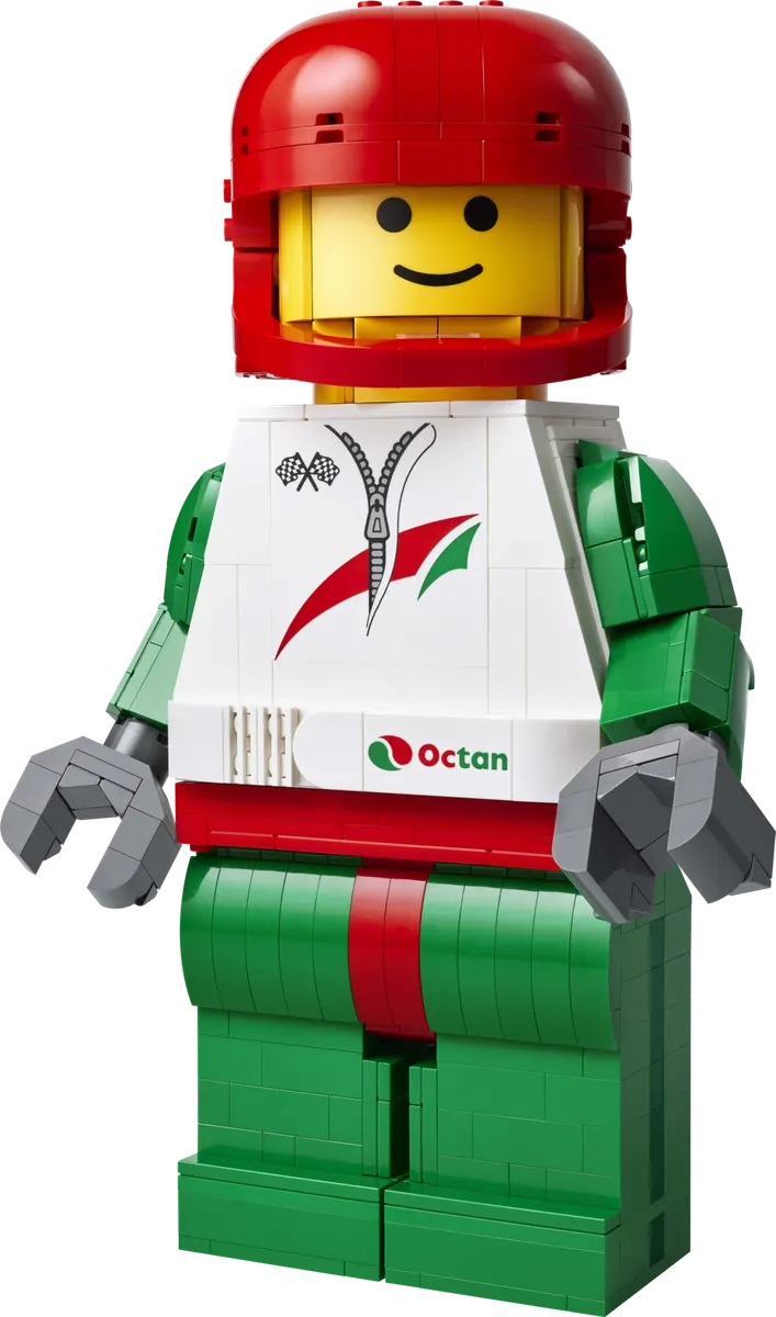 Opskaleret racerkører-minifigur