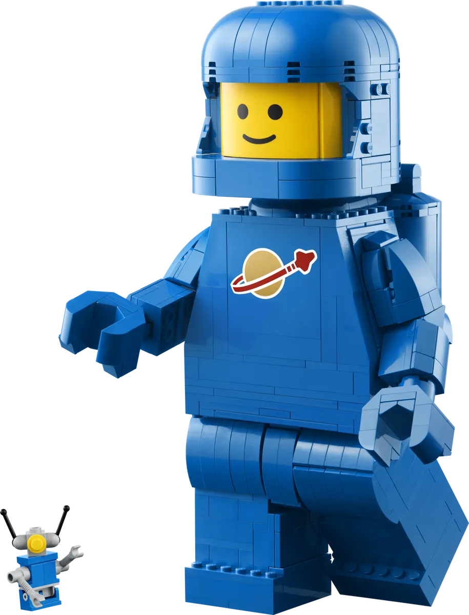 Opskaleret blå astronautminifigur