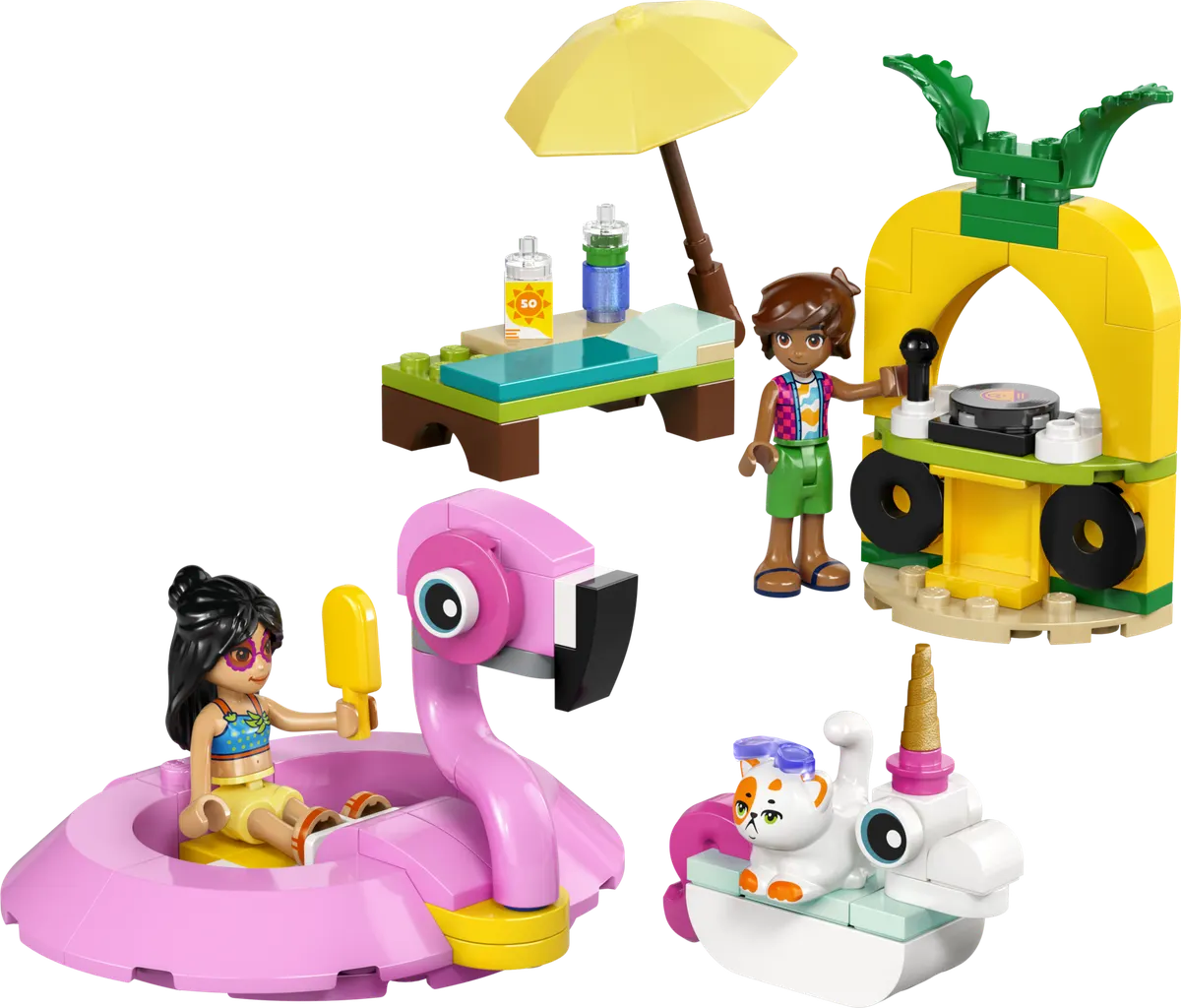 Poolparty med enhjørning og flamingo