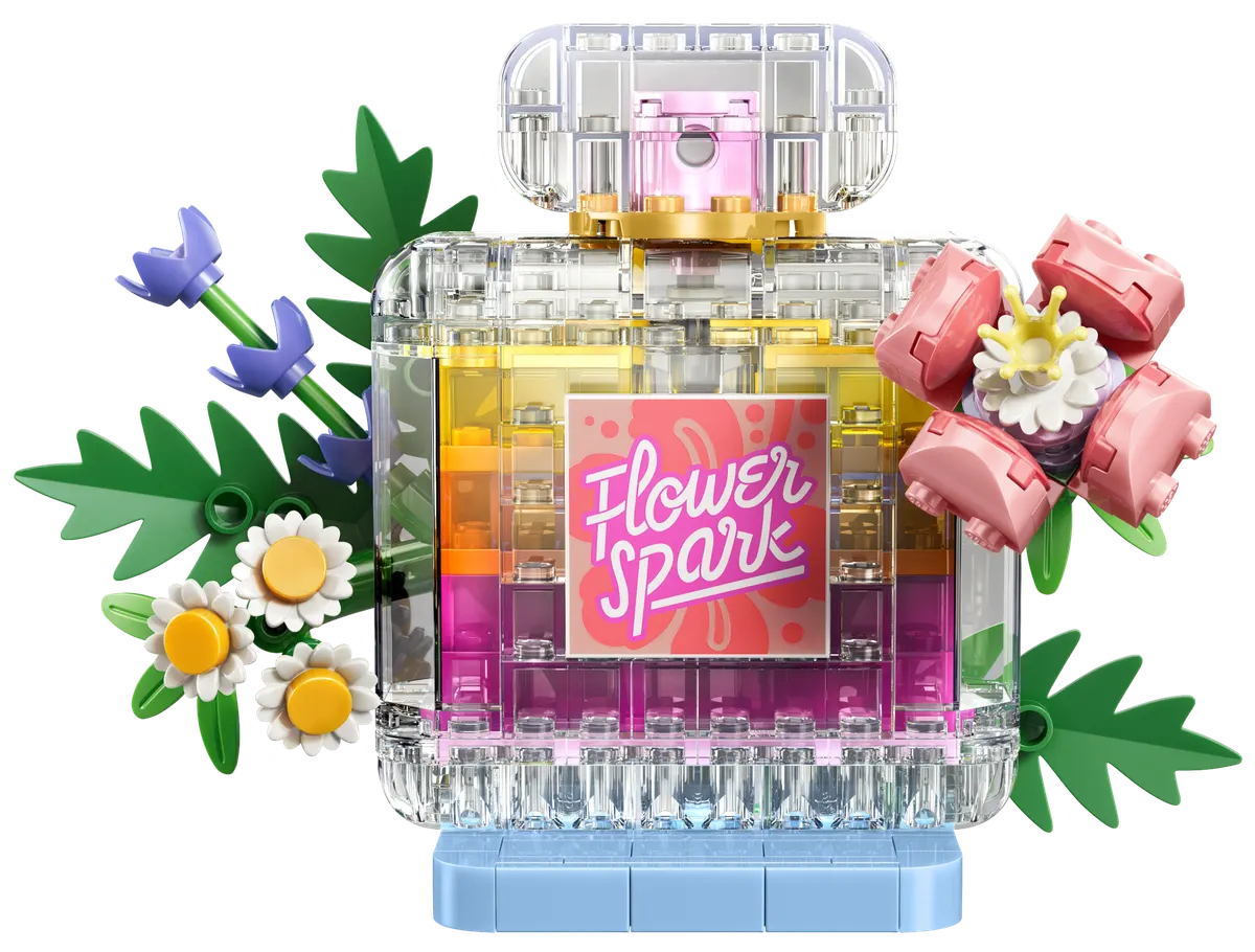 Blomsterpynt: Parfumeflaske